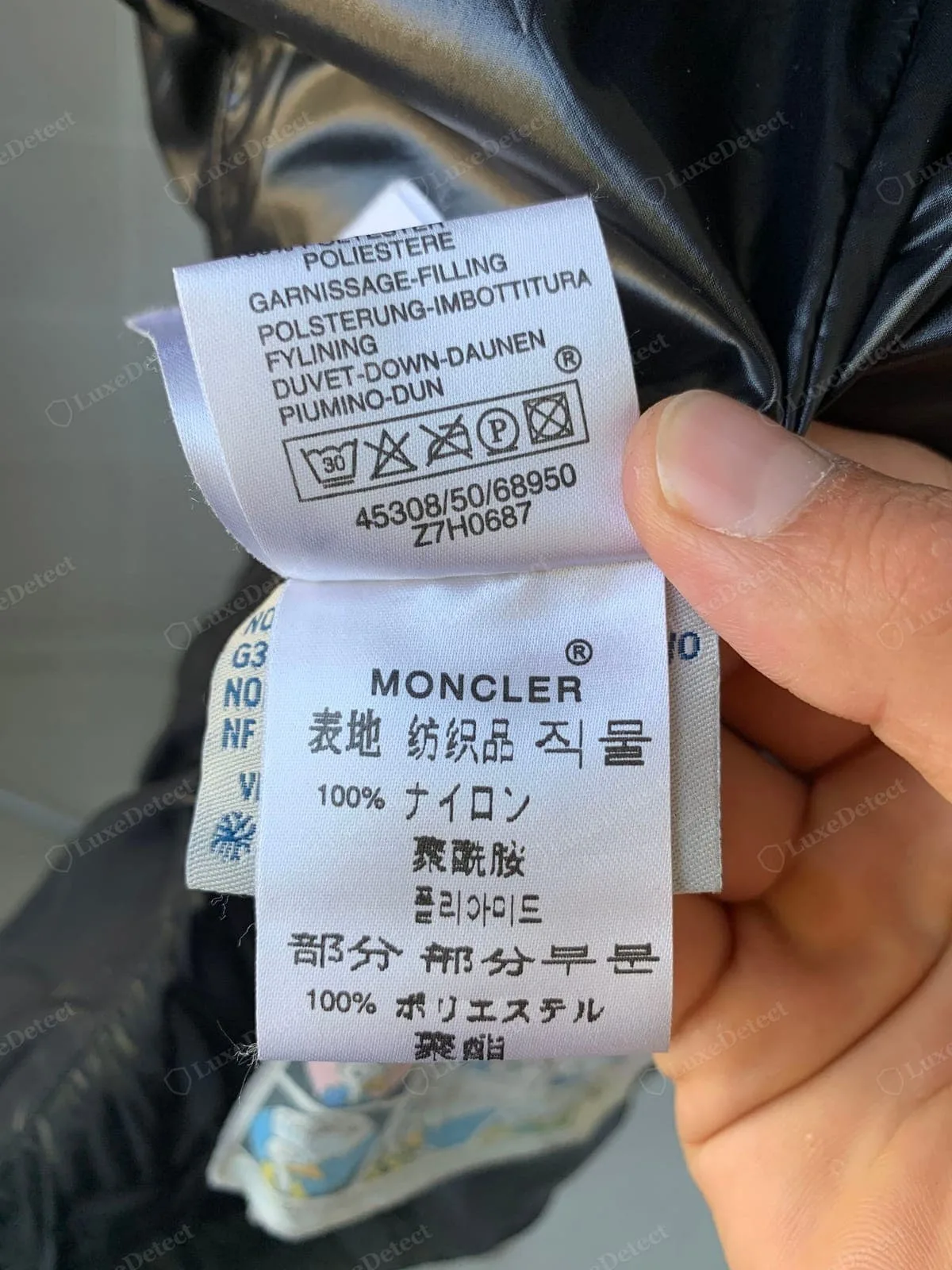 Genuine Moncler care label